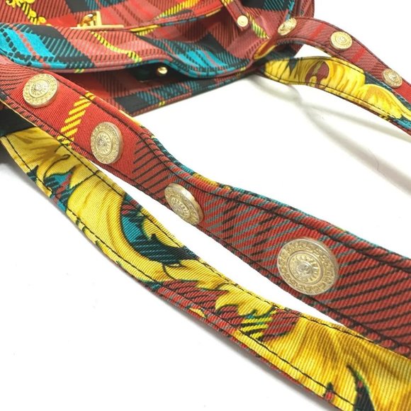 VERSACE Tote Bag baroque pattern Bag Shoulder Bag cotton Multicolore - Picture 10 of 12